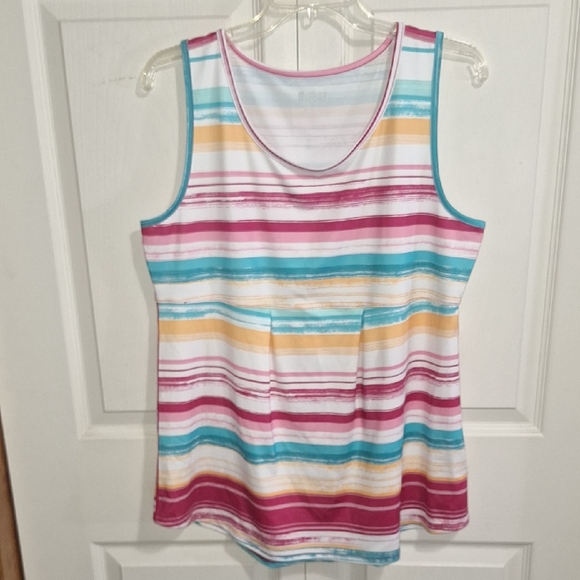 Lands' End Sport Colorful Striped Lightweight Tank Top-L - Picture 1 of 7